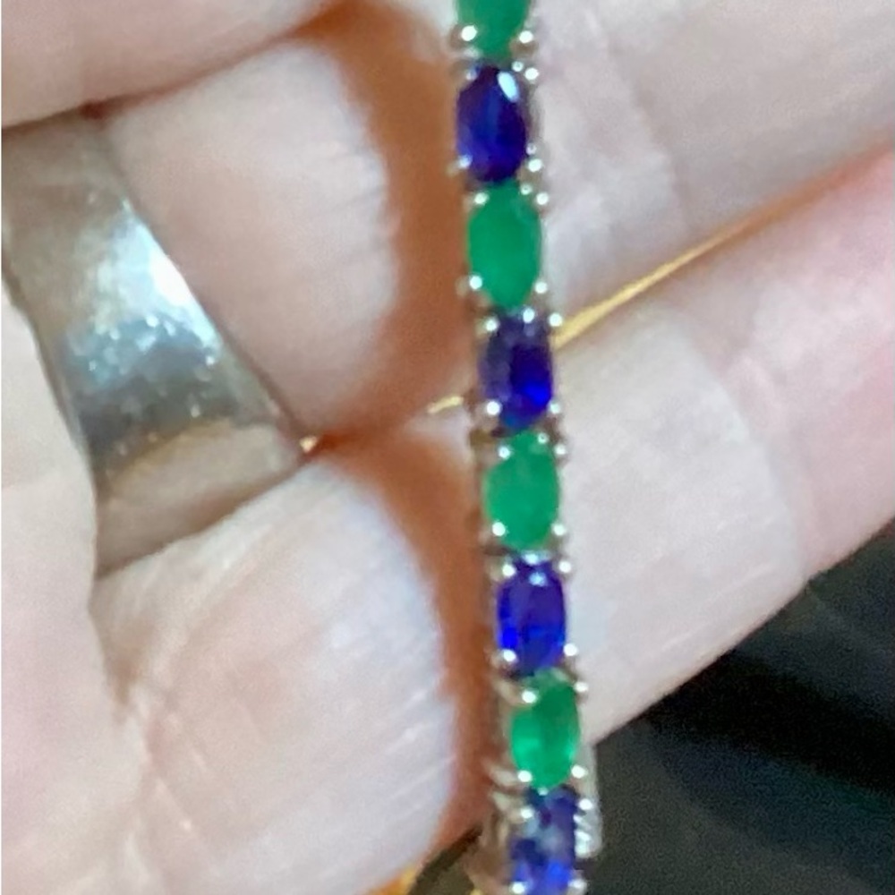 Elegant Green and Blue Gemstone Bracelet